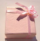 1579pk Gift Box Ring Studs Paper Pink Peach With Ribbon Bow