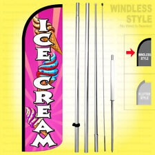 Ice Cream Windless Swooper Flag Kit 15 Tall Feather Banner Sign Pq H