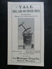 Antique 1900s Yale Fruit Lard Tincture Press Brochure Ad Michigan Drug Detroit