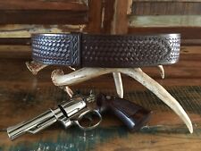 Tex Shoemaker Cordovan Brown Basketweave Leather Police Duty Belt Size 34