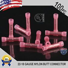 100 Pack 22 18 Gauge Wire Butt Connectors Red Nylon 22 18 Awg Crimp Terminal Pro
