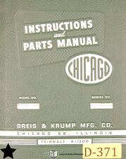 Chicago Dreis Amp Krump 400f 12 Press Brakes Instruction And Parts Manual