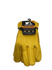 Mens Leather Work Gloves With Adjustable Wrist Large Wells Lamont 1132l Saddle