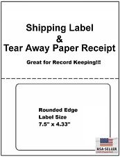 200 Self Adhesive Mailing Shipping Labels With Tear Off Paper Receipt Paypal
