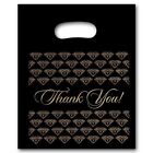 100 Small Black Thank You Merchandise Plastic Retail Handle Bags 7 X 9 Tall