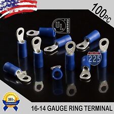 100 Pack 16 14 Gauge 6 Stud Insulated Vinyl Ring Terminals Tin Copper Core