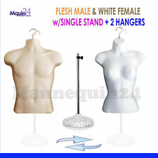 2 Mannequin Torsos With2 Hangers 1 Standflesh Male Amp White Female Dress Form Set