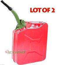 Lot Two Red 5 Gallon Jerry Can Gas Fuel Steel Tank Military Style Withgreen Spout