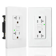 20 Amp Gfi Electrical Outlet Duplex Receptacle With Cover Commercial White 2pack