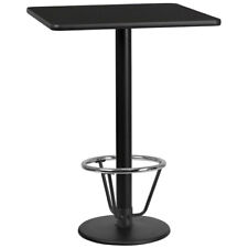 30 Square Restaurant Bar Height Table With Black Laminate Top And Foot Ring