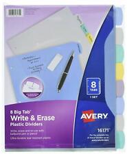 Avery 8 Tab Plastic Binder Dividers Write Erase Multicolor Big Tabs 1 Set