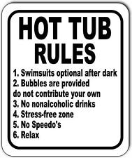 Funny Hot Tub Rules Swimsuits Optional No Speeders Metal Outdoor Sign Long Last