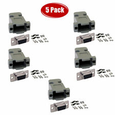 5 Pcs Db9 D Sub 9 Pin Female Solder Cup Serial Connector Plastic Hood Shell