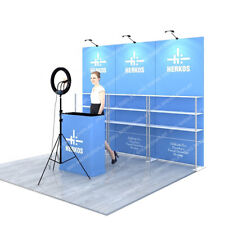 10ft Portable Tension Fabric Trade Show Display Modular Booth Set Podium Shelves