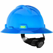Msa 475368 Full Brim Hard Hat Type 1 Ratchet Suspensio 4pt Blue V Gard New
