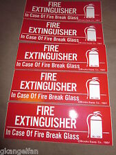 Lot Of 5 Self Adhesive Vinyl Fire Extinguisher Break Glass Signs 2 X 6 New