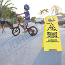 Caution Kids And Pets At Play Folding Safety Sign Warning Bright 2 Sided