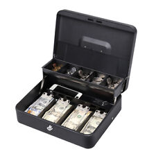 Cash Box Locking Steel Petty Cash Safe With Coin Tray Spring Yard Sale Market