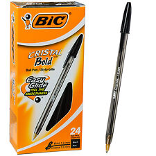 Box Of 24 Bic Cristal Bold 16 Mm Msbp24 Black Ink Ballpoint Pen