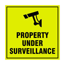 Signs Bylita Square Property Under Surveillance Sign Yellow Black Medium