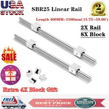 2x Sbr25 Linear Rail Guide 400 1500mm Slide Shaft Rod8xsbr12uu Bearing Block Us