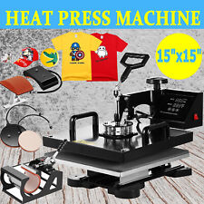 Combo 5in1 T Shirt Heat Press Transfer 15x15 Printing Machine Swing Away