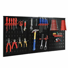 Metal Pegboard Garage Storage Organizer Wall Mount Panel Board Hanger Tool Black