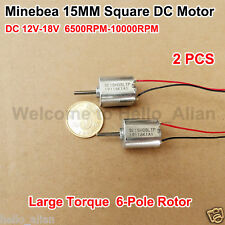 2pcs Minebea Small 15mm Square Dc Motor Large Torque 6 Pole Rotor Dc 12v 6500rpm
