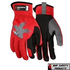 Mechanics Work Gloves Handyman Synthetic Leather Grip Washable Hyperfit Red