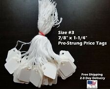 Size 3 Small Blank White Merchandise Price Tags With String Retail Jewelry Strung
