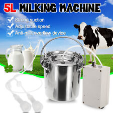 5l Electric Milking Machine Vacuum Pump Cow Milker Double Heads Adjustable Steel