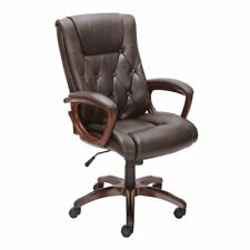 Heavy Duty Leather Office Rolling Computer Chair Brown High Back Executive Desk