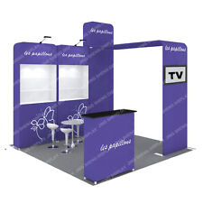 10ft Tension Fabric Trade Show Display Booth System With Shelevs Tv Mount Podium