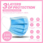 100pcs 3-ply Layer Disposable Face Mask Dust Filter Safety Protection Non-woven