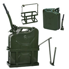 5 Gallon 20l Jerry Can Fuel Steel Tank Military Green With Holder Backup New