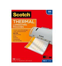 Scotch Thermal Laminating Pouches 150 Pack 89 X 114 Inches 3 Ml Thick Sheets