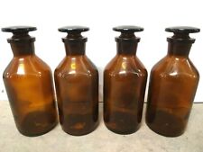 Wheaton Vintage Amber Brown Glass Apothecary Medicine Bottle Withstopper Lot Of 4