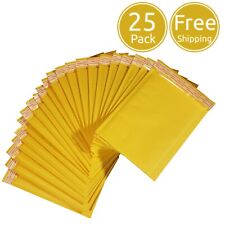 25 Pack 3 X 5 Inch Usable Yellow Kraft Paper Bubble Shipping Mailers Envelopes