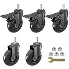 Set Of 5 Swivel Stem Caster Wheels 3 Non-marring 3 With Brakes2 Now Locknuts