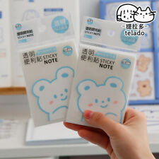 2 Packs Pet Transparent Sticky Notes Memo Pad Stickers Office School Supplies