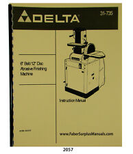 Delta 6 Belt 12 Disc Sander Model 31 735 Instruction Amp Parts List Mnaual 2057