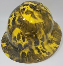 New Full Brim Hard Hat Custom Hydro Dipped Yellow Candy Melting Skulls