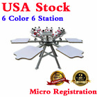 Calca 6 Color 6 Station Silk Screen Printing Press Machine Micro Registration