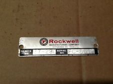 Rockwell Jointer Model 37 290 Name Plate 37 290 Rwp 01