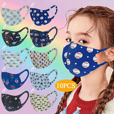 10pcs Kids Children Printed Ice Silk Washable Reusable Anti Dusts Face Mask