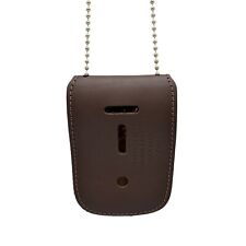 Brown Universal Badge Amp Id Holder Neck Chain Leather Police Bail Agent Security