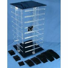 4 Sided Revolving Rotating Jewelry Display Stand With 100 2 Black Earring Cards