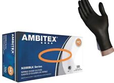 Ambitex Powder Free Black Nitrile Gloves Medium N200blk Series Bx100