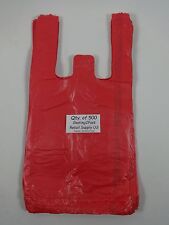 500 Qty Red Plastic T Shirt Retail Shopping Bags With Handles 8x5x16 Sm