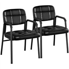 2pcs Office Guest Reception Chair Conference Caption Church Chair Leather Black